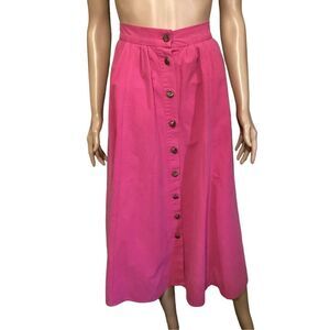 Vintage 100% Cotton Fushia Pink Midi Skirt 7/8